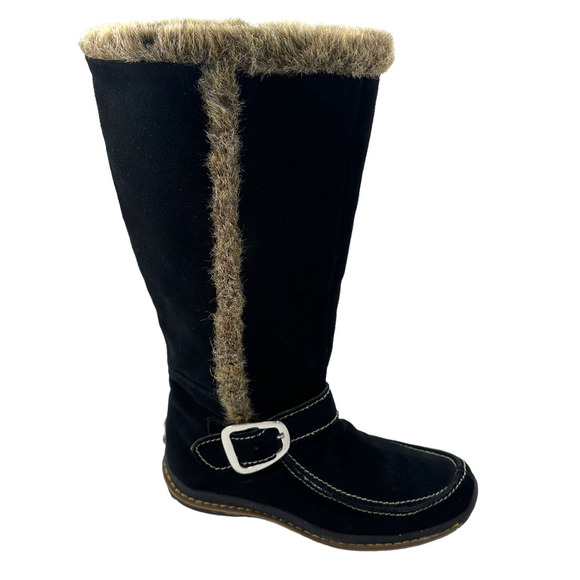 Apres by Lamo Black Suede Side Zip Winter Boots Lamb Wool Insoles Sz 9 - Picture 4 of 10